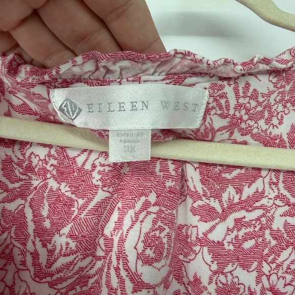 Eileen West Womens 3X Nightgown Pink White Floral Roses Modal Knit Long Sleeve - Picture 5 of 6